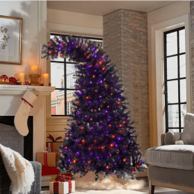 6FT Artificial Fir Bent Top Halloween Christmas Tree, Xmas Tree Bendable Style Christmas Tree Holiday Decoration W1,080 Branch Tips