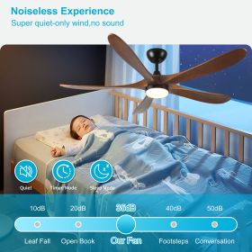62-Inch Solid Wood with Remote Control with Light (LED) Modern DC DC Motor Indoor/Outdoor 5-Blade Ceiling Fan for Patios, Bedrooms and Farmhouses