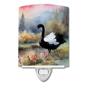 NEW Black Swan Ceramic Night Light Compact, UL-Certified, Ideal for Bedroom, Bathroom, Nursery, Hallway, Kitchen, 6x4x3, Multicolor