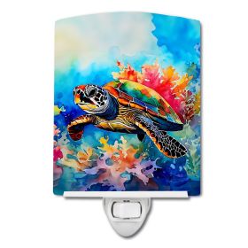NEW Loggerhead Sea Turtle Ceramic Night Light Compact, UL-Certified, Ideal for Bedroom, Bathroom, Nursery, Hallway, Kitchen, 6x4x3, Multicolor