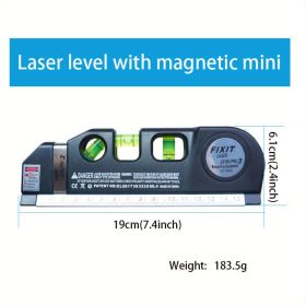 1pc Precision Multi-Purpose Laser Level, Horizontal Vertical Laser Beam Measuring Tape, Magnetic Laser Level