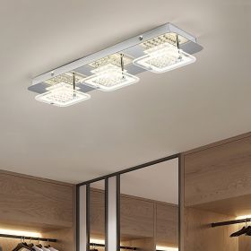 Crystal Light Fixture Recessed Glass LED Ceiling Light Kitchen Bedroom Corridor Nickel