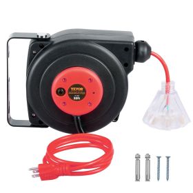 VEVOR Retractable Extension Cord Reel Power Cord Reel 30FT 16AWG/3C SJTOW