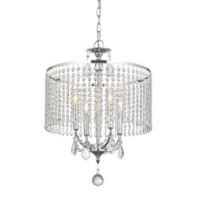 4 - Light Dimmable Crystal Chandelier (Color: Chrome)