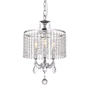 3 - Light Dimmable Crystal Chandelier (Color: Chrome)